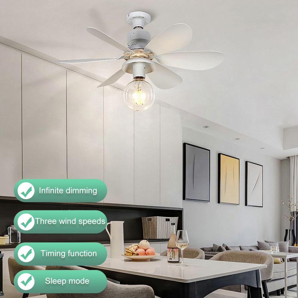 Ceiling Fan LED Lamp E27 Base Remote Control Modern LED Ceiling Fan 3 Speeds Chandelier Ceiling Fan Dimmable for Bedroom Kitchen