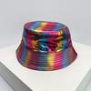Fisherman Bucket Reflective Visibility High Color Multi Leather PU Faux Women  Men For Neutral Gender Fresh Caps Hats Double Sided Sunshade