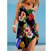 Sunflower Parrot Print Strap Mini Beach Dress Women Boho Summer Sexy Floral Dress Sleeveless Party Evening Dresses