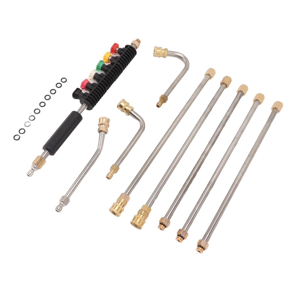 Pressure Washer Extension Wand 5 Straight Rod 3 Curve Rod Set Power Washer Lance with 6 Nozzles