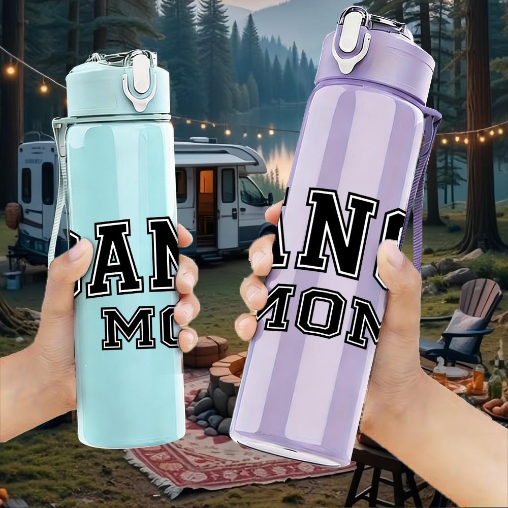 1PC Dance Mom Letter Design 750ml Color Plastic Sports Water Bottle Leakproof Flip Straw Lid Suitable for Sports Office Home Use