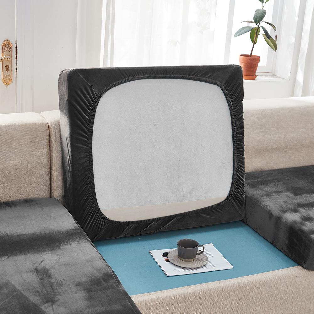 Huse Elastice de Catifea pentru Pernele de Șezut ale Sofalei, Husă Pluș pentru Scaun, Husă pentru Colțar, Husă Mobilier pentru Șezutul Sofalei, Husă Elastică pentru Sofaua din Camera de Zi