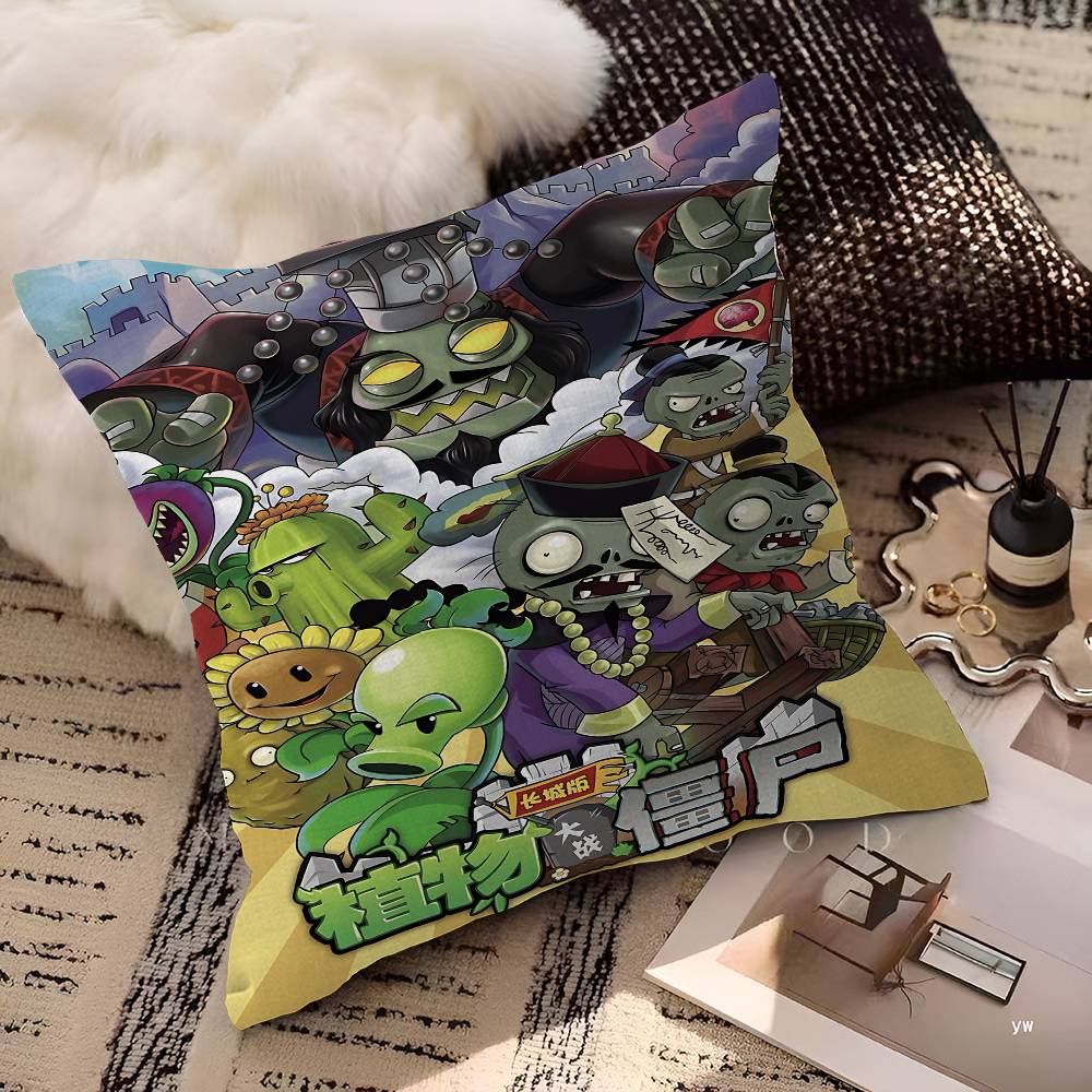 Классическая игра P-Растения против Z-Зомби Офисная Подушка Наволочка Автомобильная Подушка Чехол 45X45СМ Подушка для Поясницы Наволочка для Дивана 12x12Inch