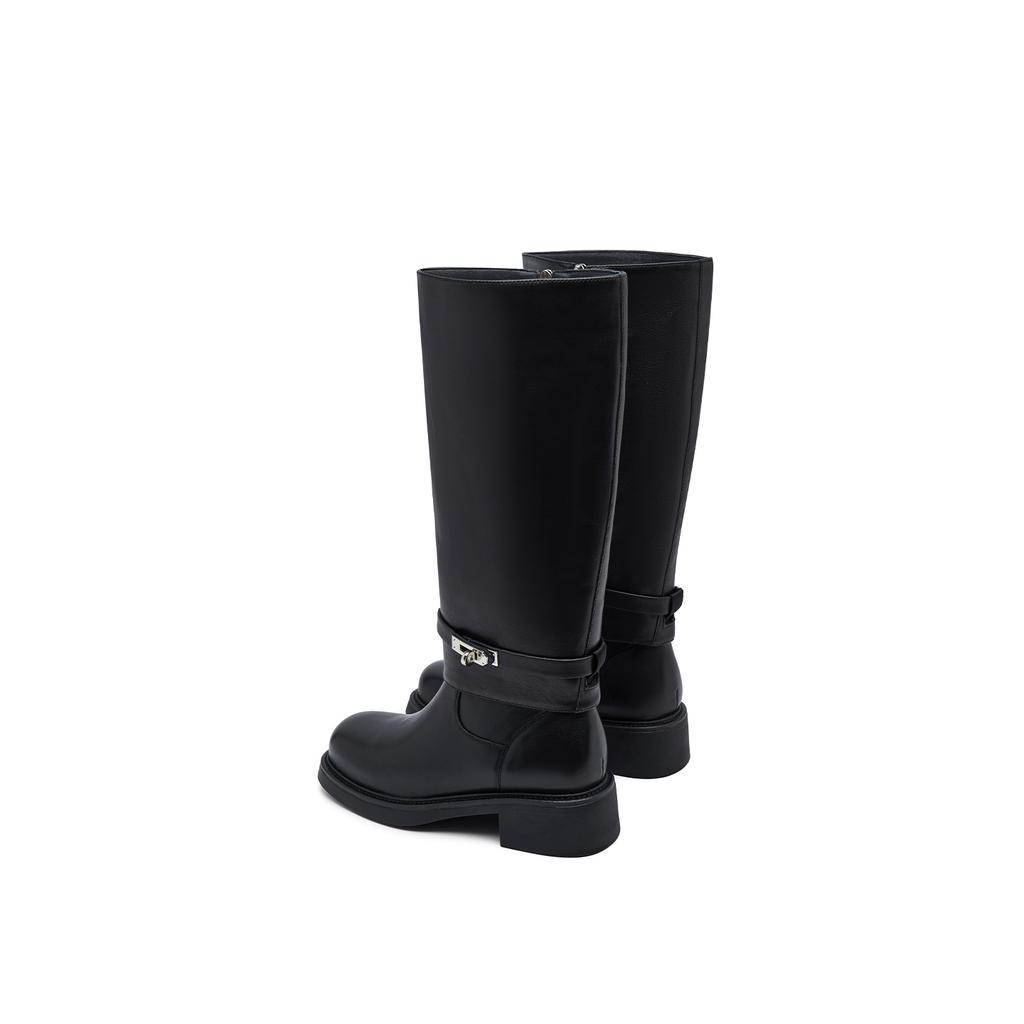 Elle Leather Chunky Heeled Knee High Boots Women boots EX254EK001