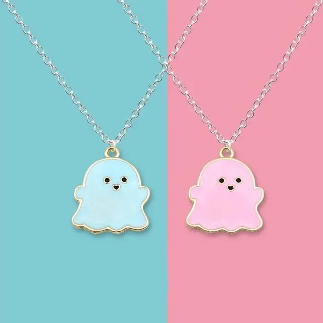 Best Friend Cute Cartoon Devil Ghost Friendship Couple Pendant Necklaces Fashion Men Women Necklaces Kids Halloween Jewelry Gift