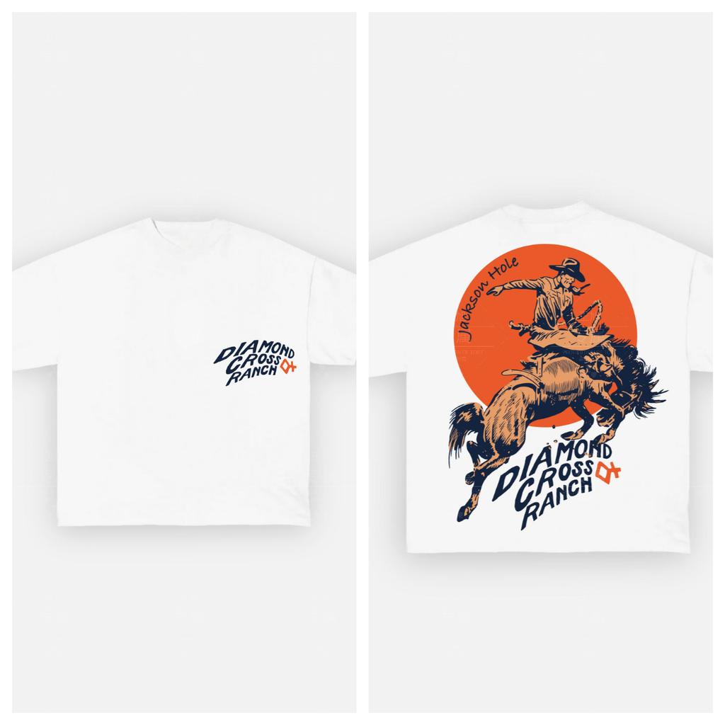 Diamond Cross Ranch Cotton T-shirt Unisex Men Women Summer Short Sleeve Fashion Top Casual Vintage Fashion Daily Vintage Tee