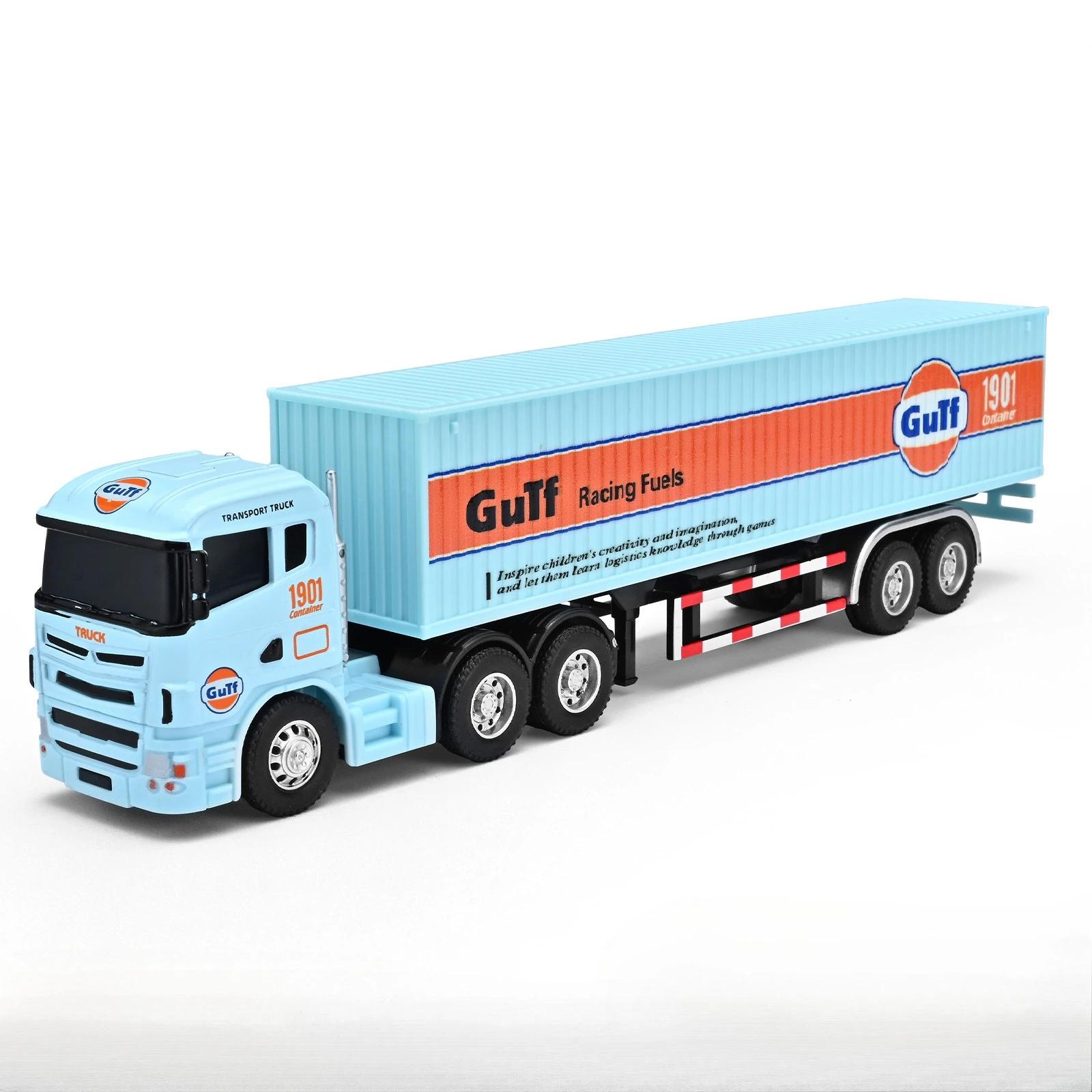 Container transport vehicle series pull back alloy trailer container truck model small car boy toy