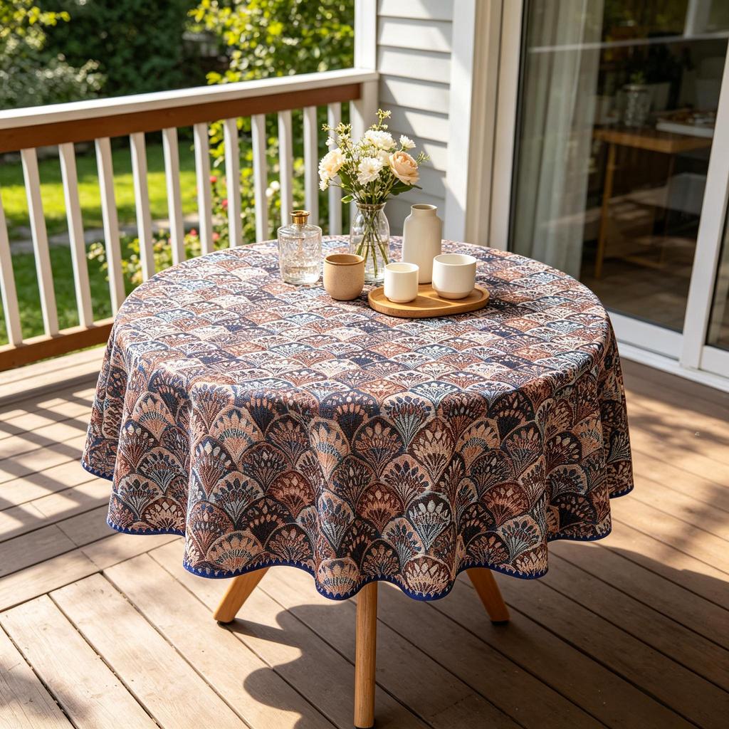 Dining Kitchen Indoor Furniture Protection Washable Fabric Round Table Cloth