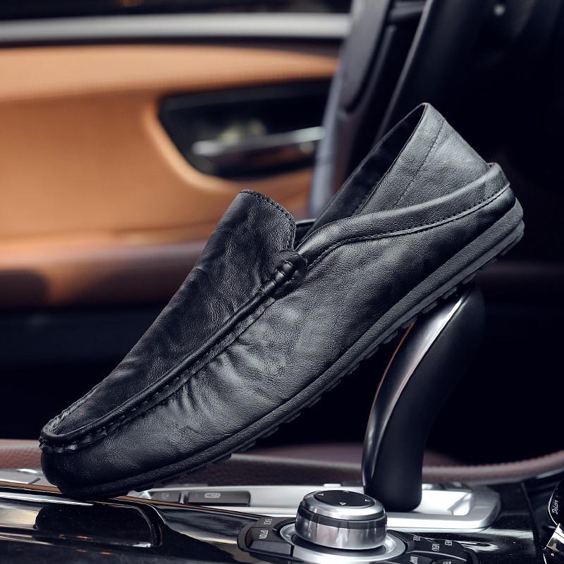 Summer new British Doudou shoes men's casual shoes leather shoes Korean version breathable lazy shoes one pedal men's shoes trendy shoes