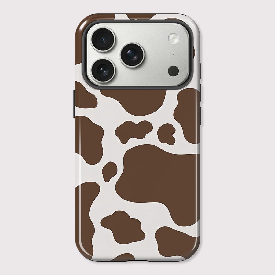 2D Flat Cow Pattern Phone Case for Apple iPhone 17 15 Plus Pro Max 16e 12 16 XS XR 13 Air 11 14 Soft Cover Capa