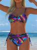 1011 New Sexy European and American Bikini Print Lace-up Halter Swimsuit Women