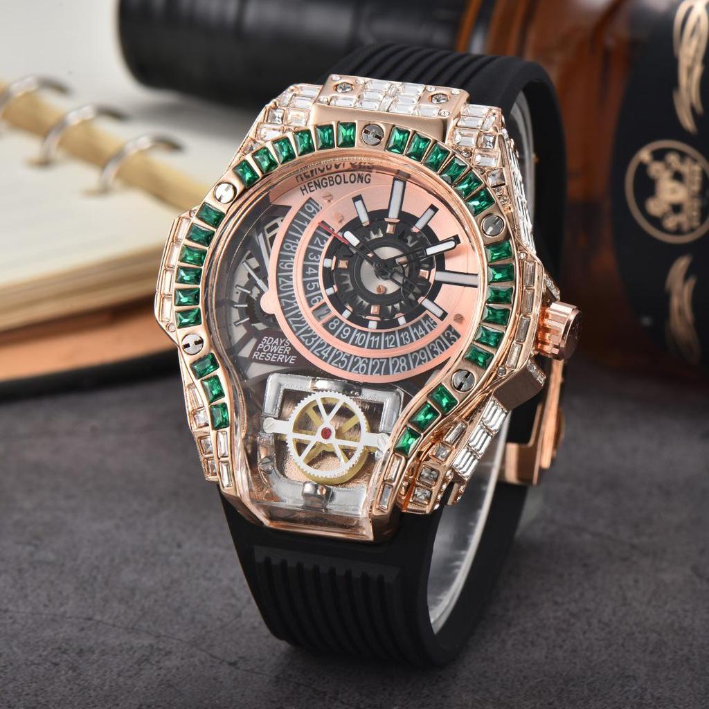 Men's Quartz Watch with Three-Needle Design, Sports Style, Irregular Full Diamond Shape, Similar to Jason Statham's Watch in Warcraft.