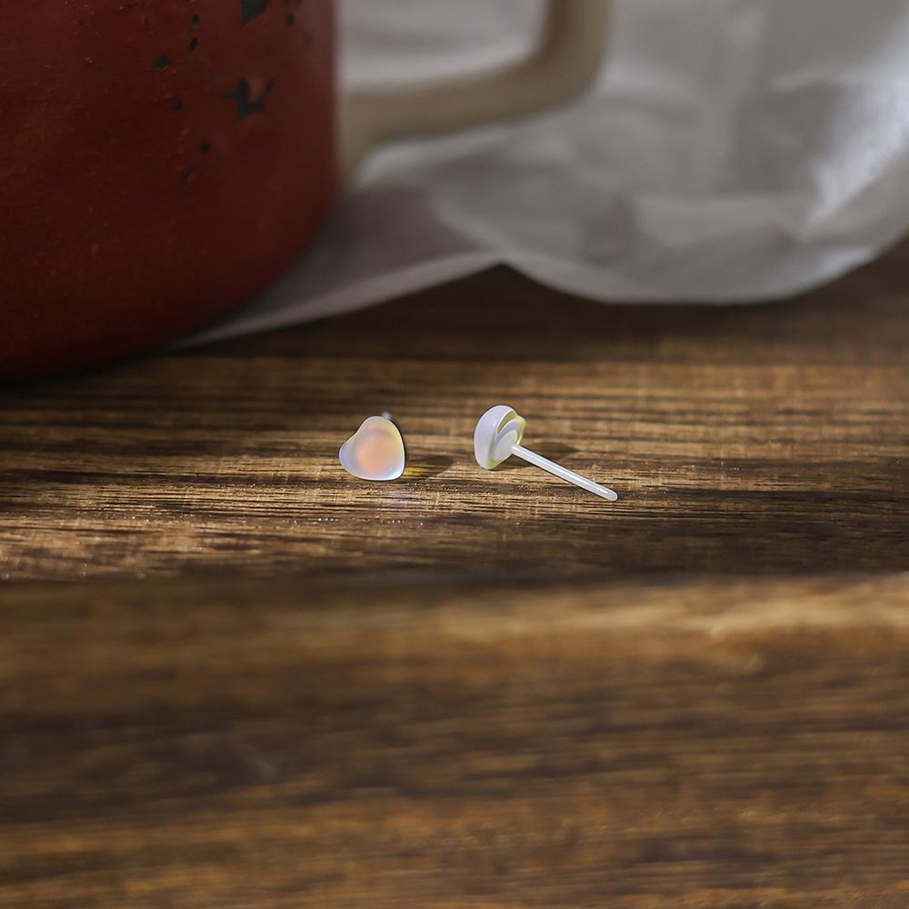 Bioceramic Needle Heart Geometric Mini Stud Earrings For Women Allergy Prevention Piercing Ear Hole Jewelry