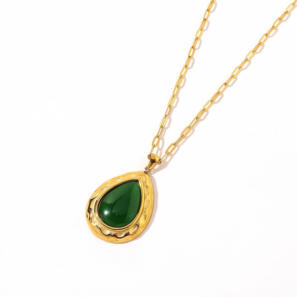 18k Gold-Plated Adjustable Stainless Steel Bohemian Necklace with Gemstone
