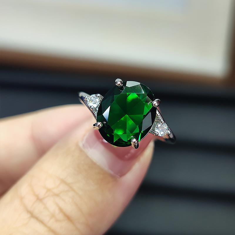 

Кольцо с искусственным изумрудом 6 карат, женское, овальное, с аметистом, платиновое покрытие, открытое, регулируемое Opening Adjustable