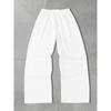 Black Wide Leg Men's Sports Pants, White Flame and Tribal Abstract Print Loose, Urban Street Style