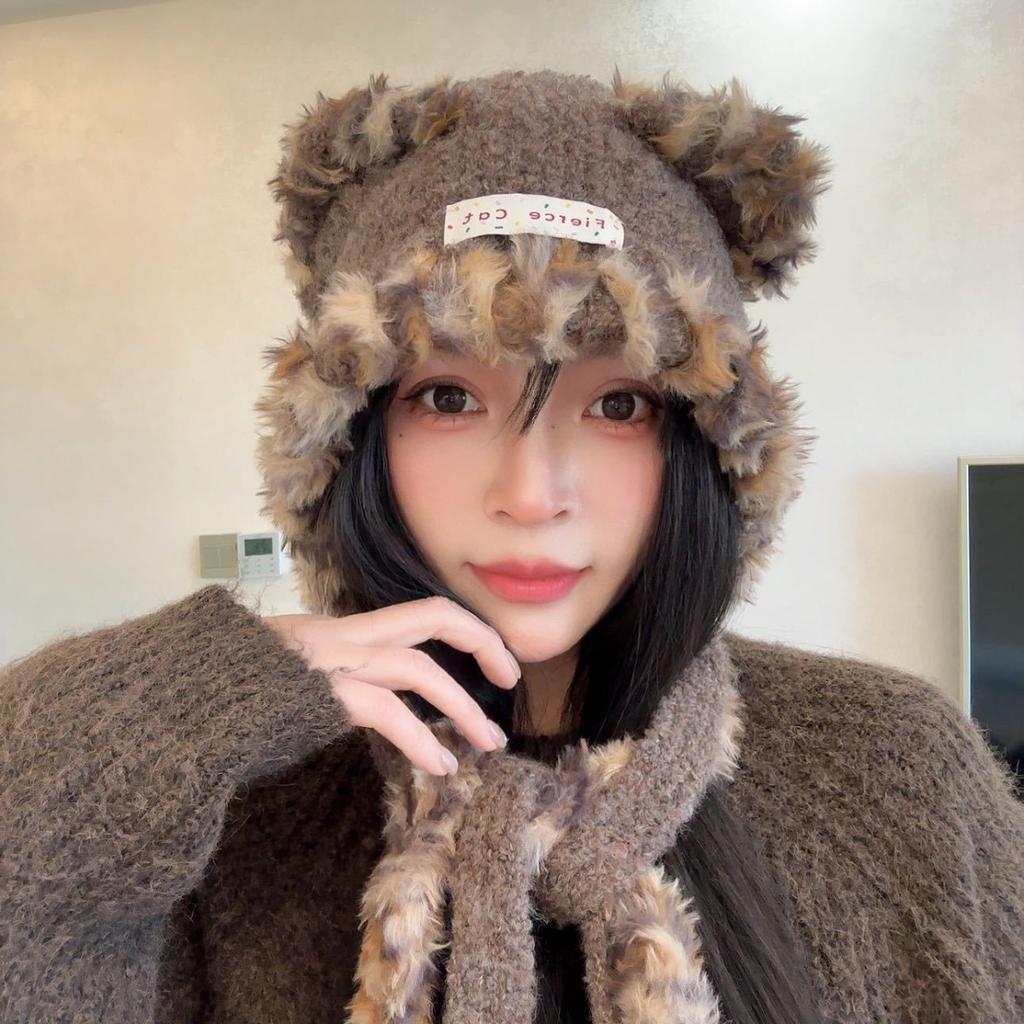 Autumn and Winter Plush Bucket Hat Shows Small Face Versatile Basin Hat Keeps Warm Foreign Style Reduces Age Cute Temperament Knitted Hat