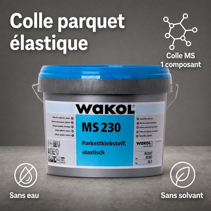 Elastic Wood Floor Adhesive - WAKOL - MS - 18 Kg Bucket - Solvent-free - Elastic and Water-resistant