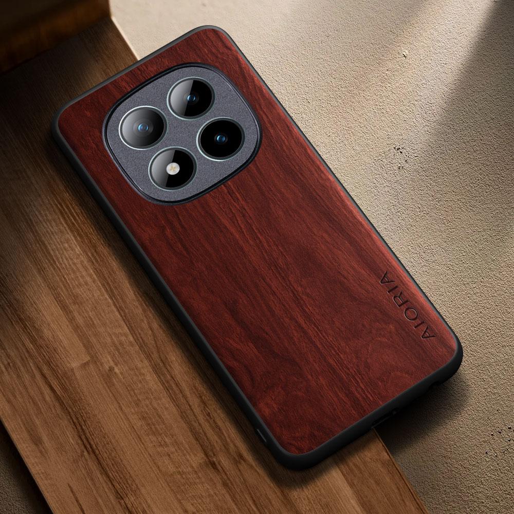 For Xiaomi Redmi Note 15 14 Pro Plus Case Capa Coque Stylish Premium Wooden Pattern Pu Leather Phone Cover Funda