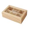 1pc Wooden Tea Box 6 Grids Multifunctional Tea Storage Box with Lid Tea Bag Holder for Home Cabinet Kitchen Decor Organization