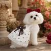 Breathable Pet Lace Bowknot Dress Lace Ruffle Hem Pet Tank Dress Pet Mesh Camisole Skirt  Party
