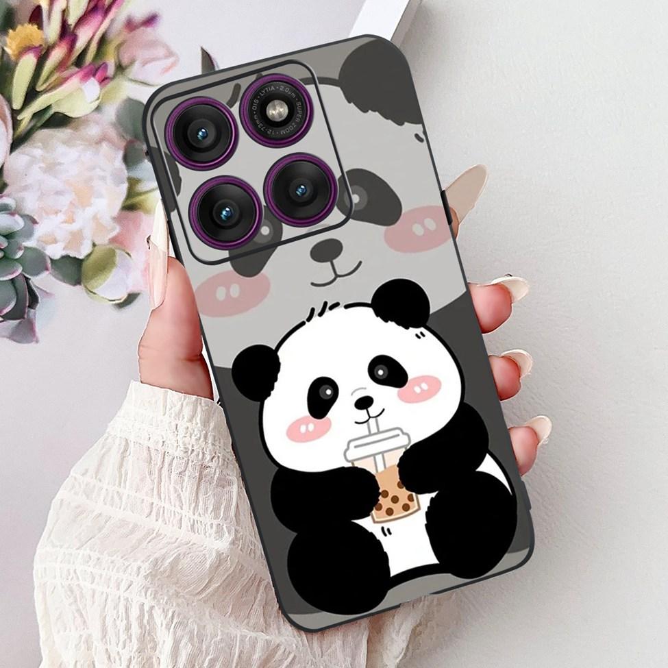 For Motorola Edge 60Pro XT2507-1 Back Cover For Motorola Edge 60 Pro Case Cute Cartoon Luxury Flower Painted Black Silicone 6.7"