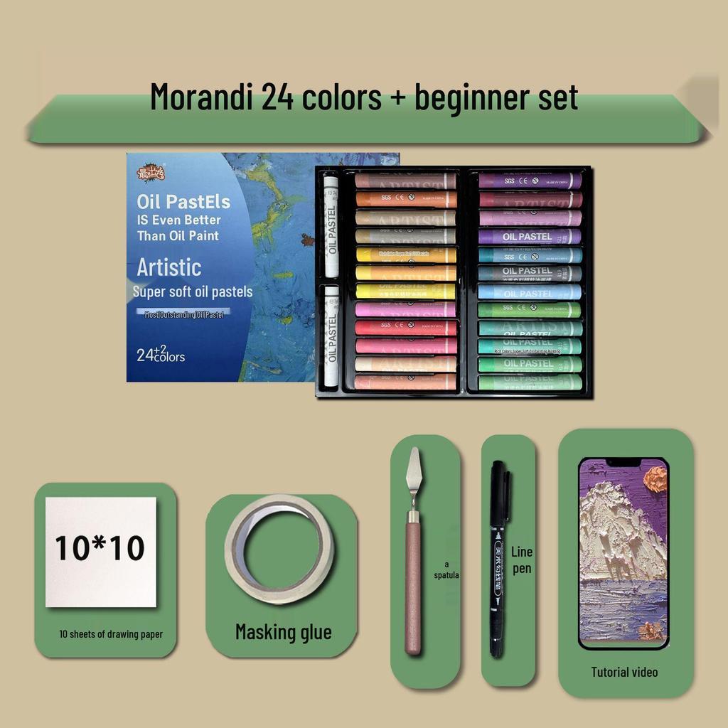 48-Color Super Soft Oil Pastels Set with Scraper - Child's Painting Kit