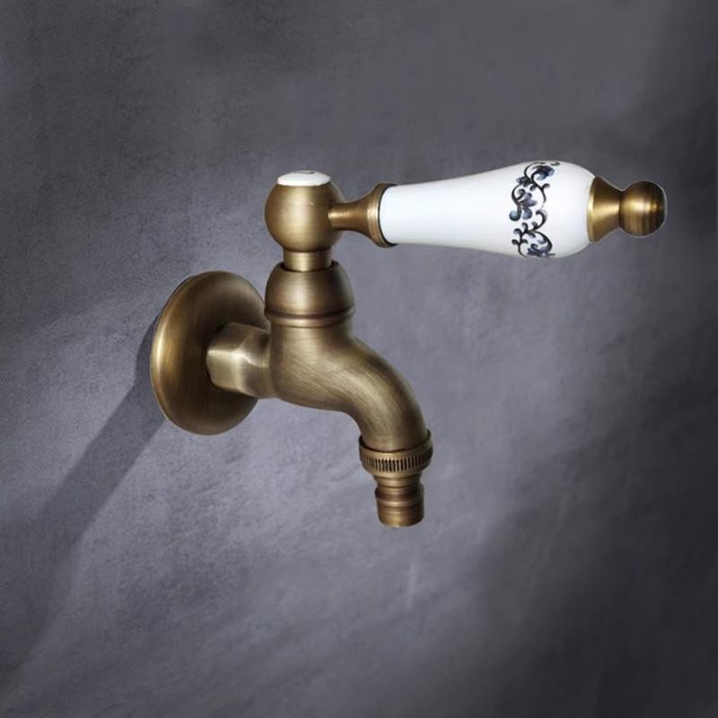 

Длинный садовый кран для использования в качестве крана, кран с отделкой из античной латуни, настенный кран для ванной комнаты, водопроводный кран для стиральной машины