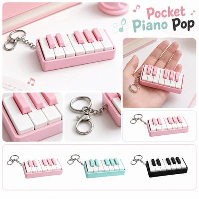 3D Printed Mini Piano Keyboard Keychain Musical Instrument Replica with Metal Keyring for Everyday Carry and Decoration Accessories