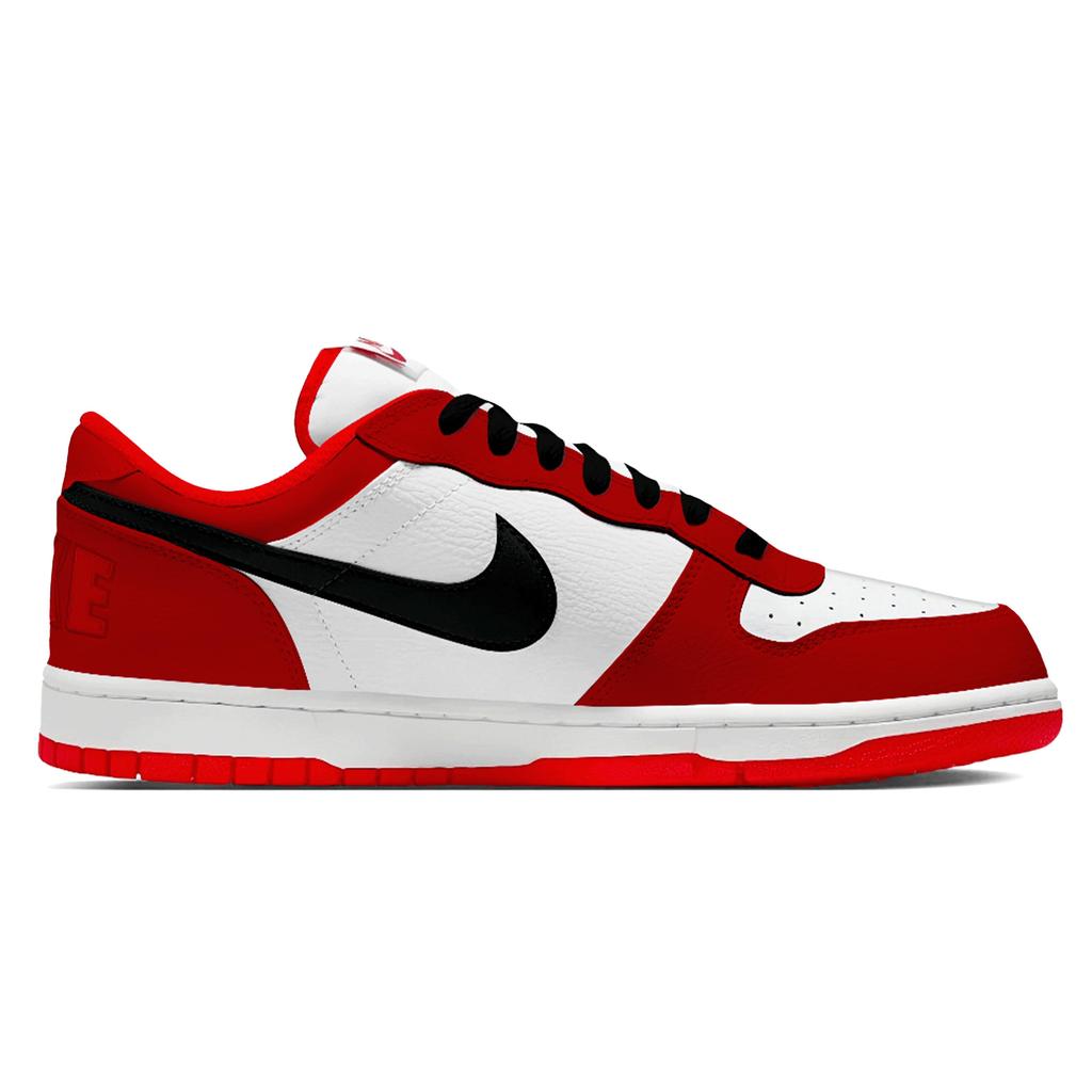 Nike Big Low Lu Abrasion Resistant Low Top Skateboard Shoes Men's White Red 355152-150(Team1491-)