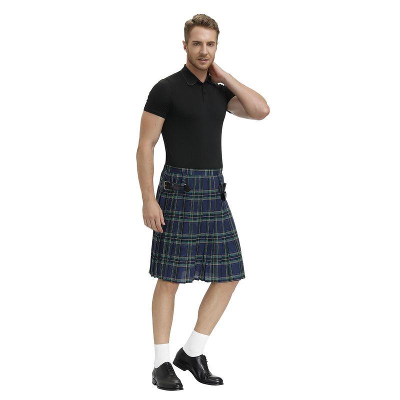 Neues Schottisches Festival-Rock Herren karierter Faltenrock Bierkleidung Außenhandel Unisex High-Waist Elastischer Halbrock für Herren