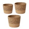 Plant Organizer Flower Pots 3 Size Desktop Indoor Outdoor Planter Woven Seagrass Baskets Decorative for Home Garden Container