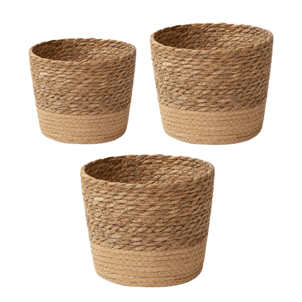 Plant Organizer Flower Pots 3 Size Desktop Indoor Outdoor Planter Woven Seagrass Baskets Decorative for Home Garden Container