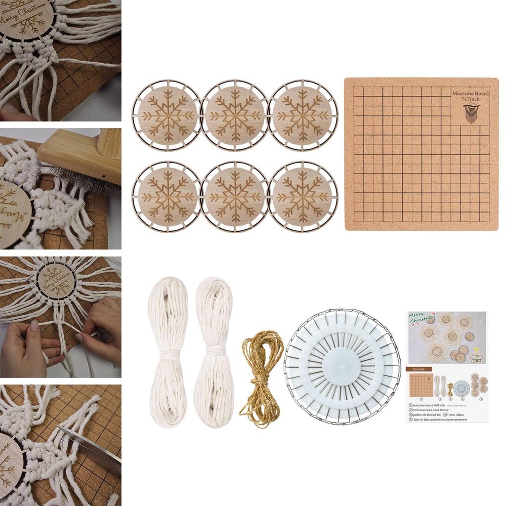 Wood Slices DIY Crafts Kit for Xmas Decor Ornaments DIY Macrame Wall Hanging