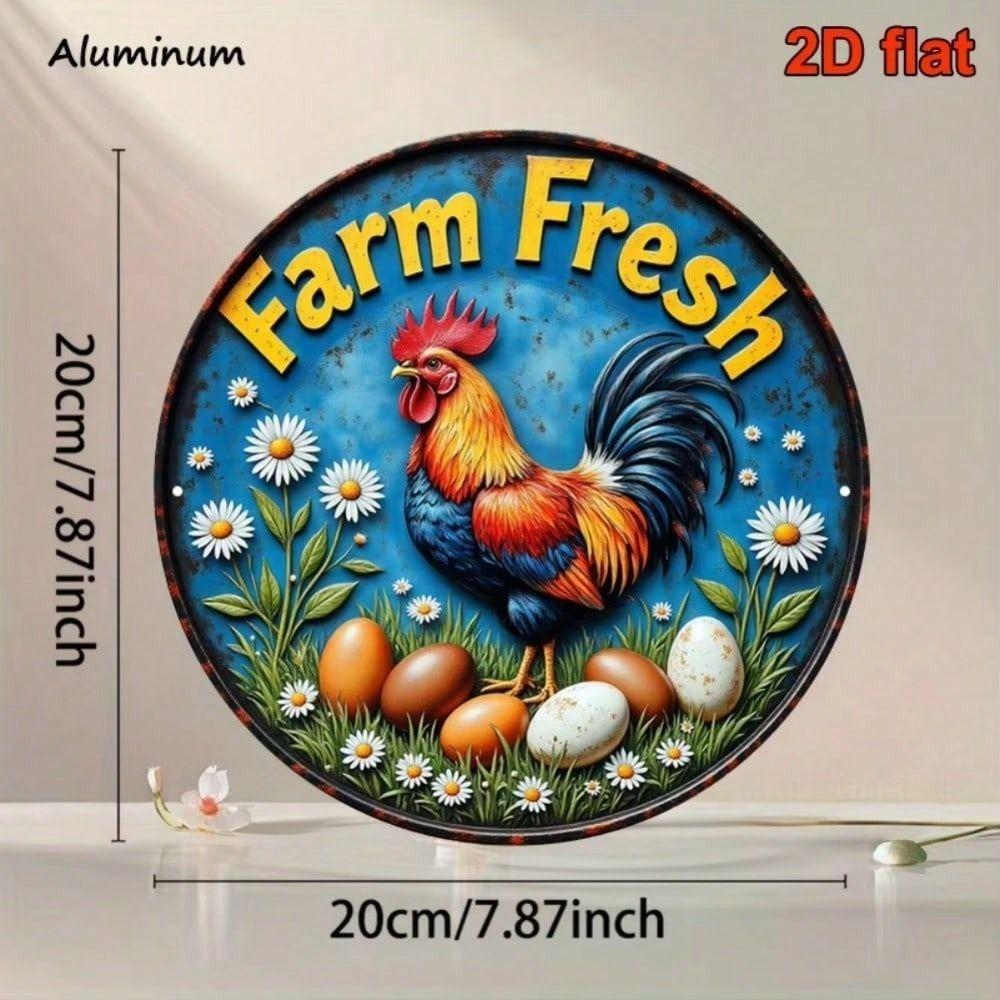 Farm Rooster Eggs Metal Wall Art Kitchen Decor Vintage Tin Sign Home Decoration