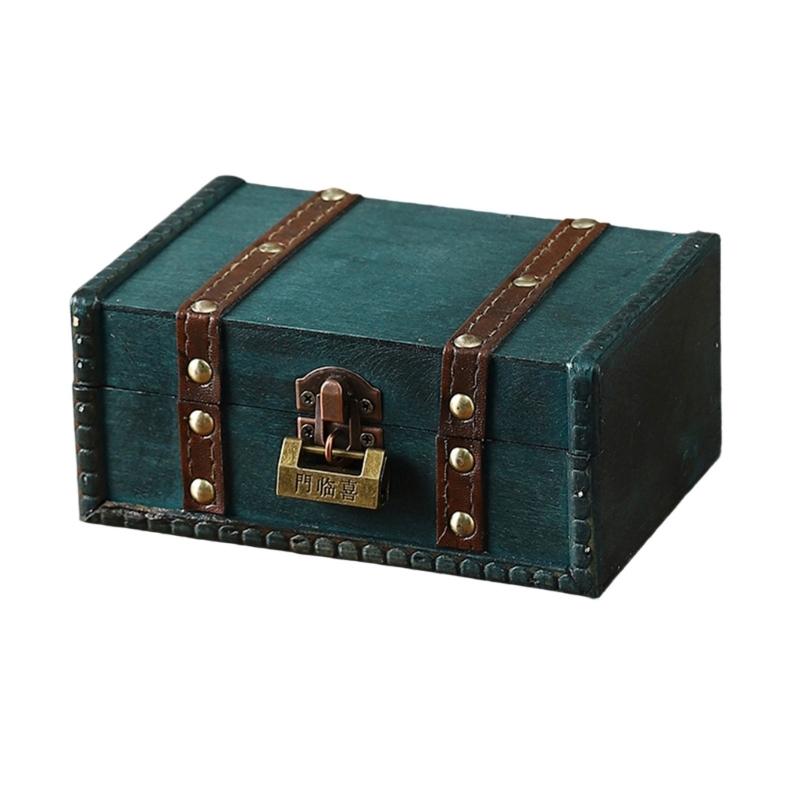 Vintage Locking Storage Box Antique Wooden Design Secure Safety Lock For Homes Organization Jewelry Documents Storage