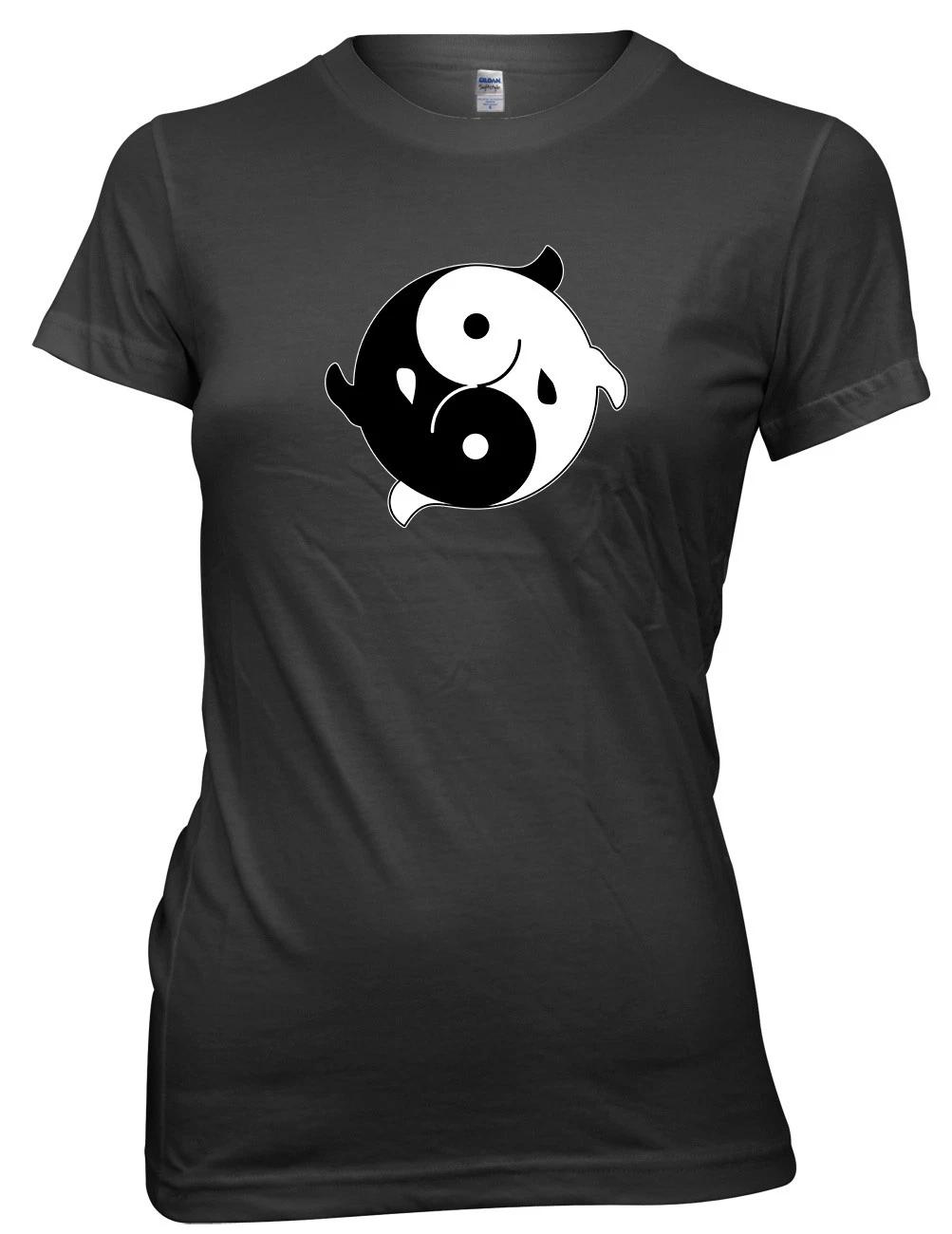 Yin Yang Dolphins Funny Womens Ladies T-Shirt 4XL