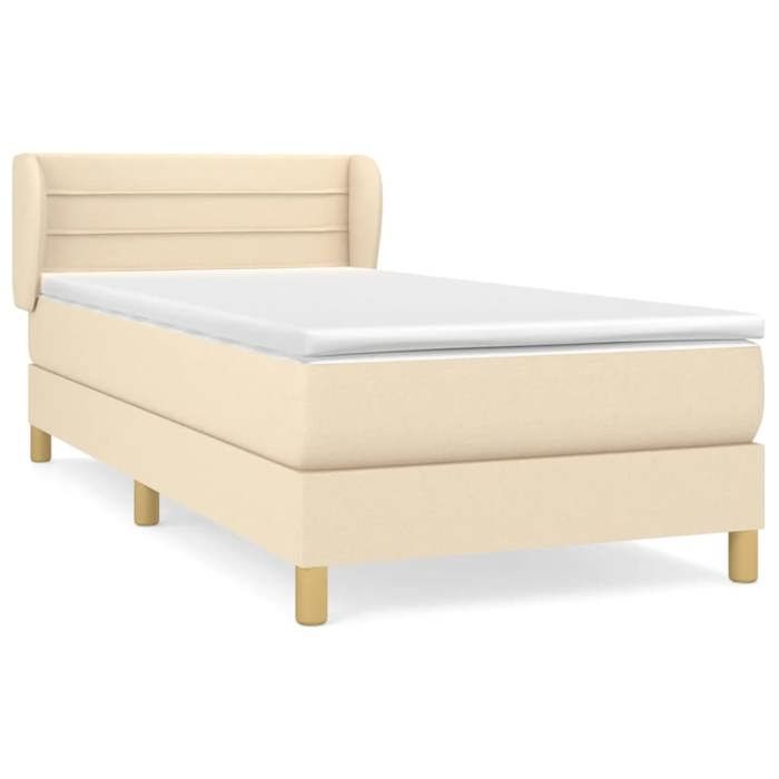 3126850 vidaXL Lit à sommier tapissier et matelas Crème 90x190 cm Tissu