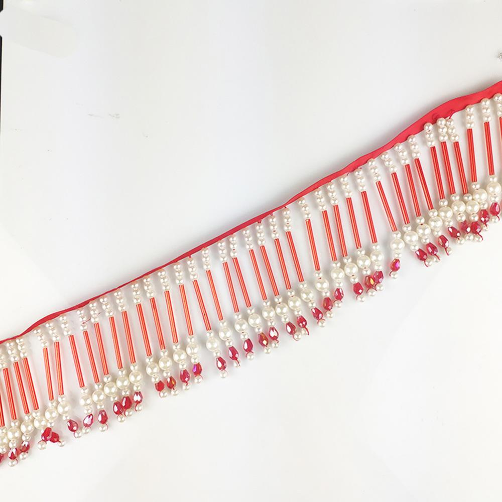 1 Yard Pearl Beaded Lace Trims Tassel Ribbon For Curtain Accessories DIY Sewing Crafts Handmade Garments Accessories