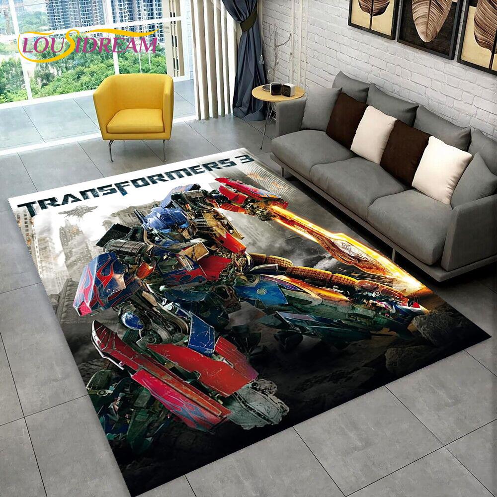 3D Transformers Cartoon Autobots Teppich für Zuhause Wohnzimmer Schlafzimmer Sofa Fußmatte Dekoration, Kinderzimmer Teppich Rutschfeste Bodenmatte Geschenk