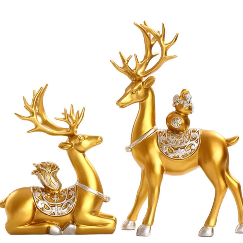 Fortune Deer Wealth-Attracting Ornament for Living Room and Cabinet – Perfect Housewarming or Opening Gift