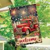 2D Flat - 2D Flat, 1pc Welcome To Patriotic July 4Th Truck Garden Flag, 1087.12 X 101.6 Cm Garden Decoration Double S, Home Decoration, Yard Decoratio