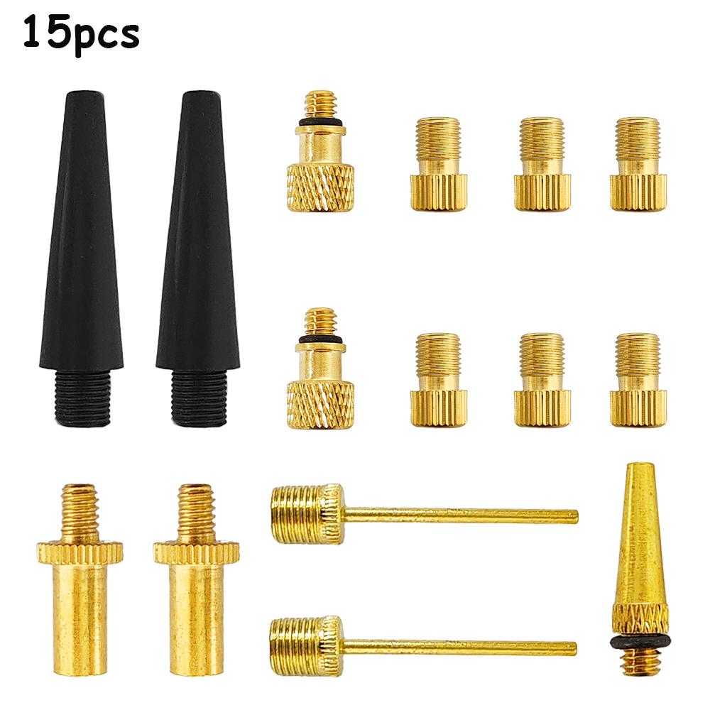 Plastic Bicycle Valve Adapter Set High Quality Gold Copper Bicycle Pump Bike Valve Set Bicycle 16pcs set-B