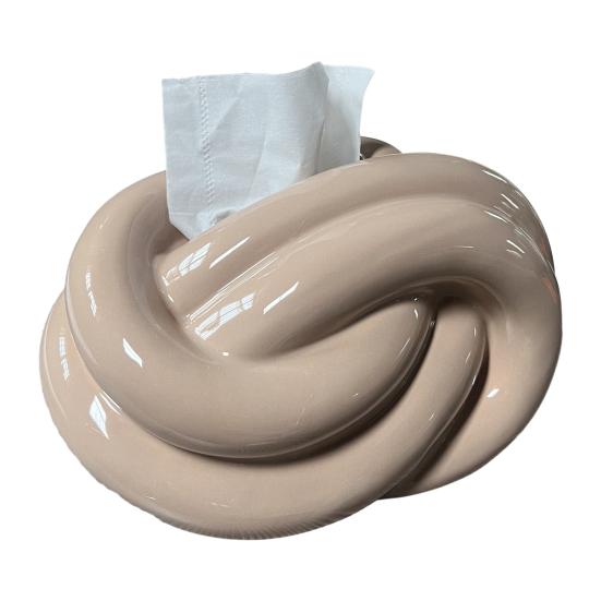 

Tissue Box Ceramic with Artistic Knot Shape Modern Style Tissue Holder Home Decorative Tissue Dispenser колір світло кави