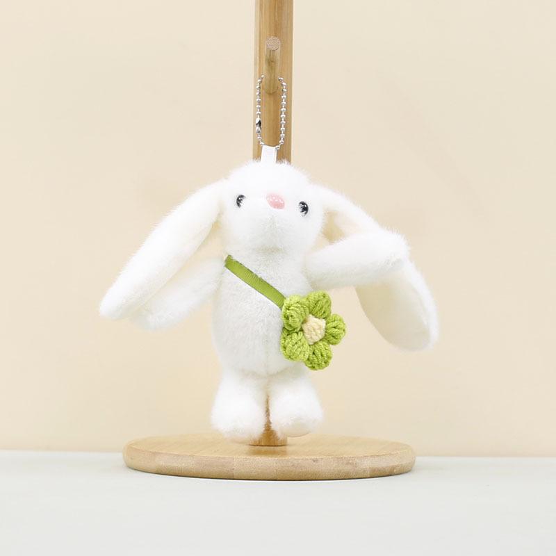 

Lovely Soft Flower Bunny Plush Toy Keychain Cute Accessory For Bags In Various Colors White Flower Rabbit