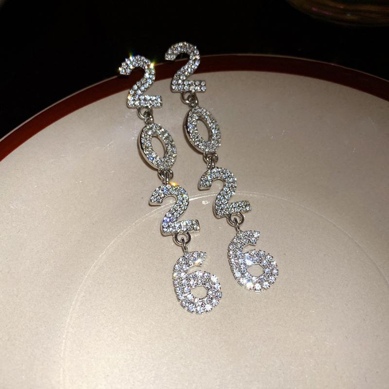 Sparkling Long Pendant Earrings Elegant 2026 Earrings New Year Earrings Jewelry For Special Events Christmas Party Anniversary