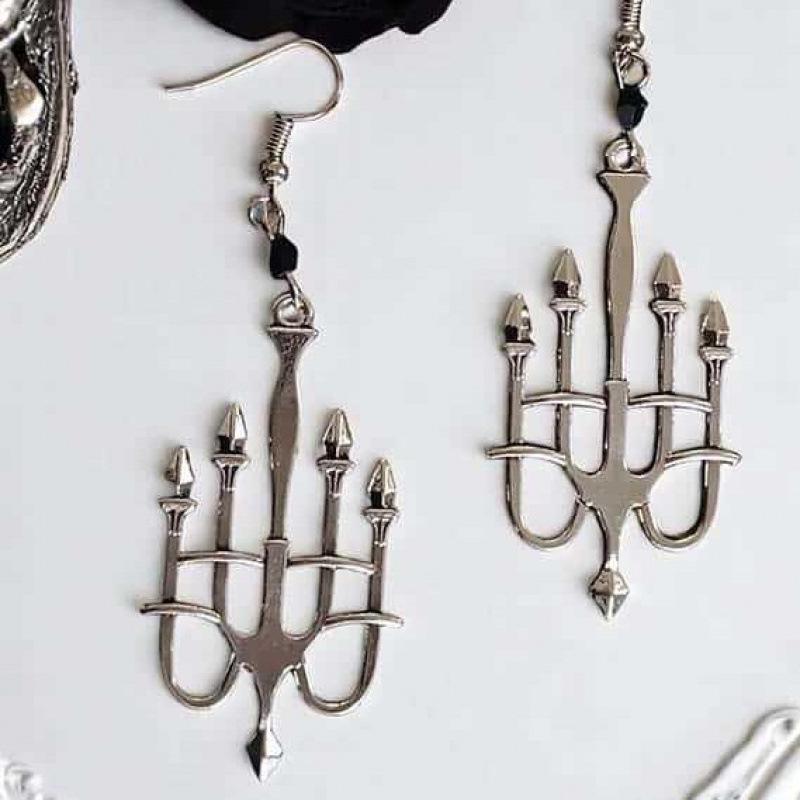 Gothic Castle Tassel Earrings - Punk Style Candlestick Ear Hooks for Parties