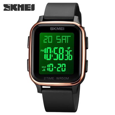 SKMEI 1858 Stilvolle Wasserdichte Digitale Quadratische Dual-Display Uhr
