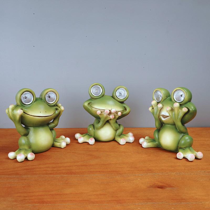 Frog Ornament Solar Light Home Decor Accessories Kawaii Resin Craft Desktop Figurines Living Room Decoration Kids Room Ornaments