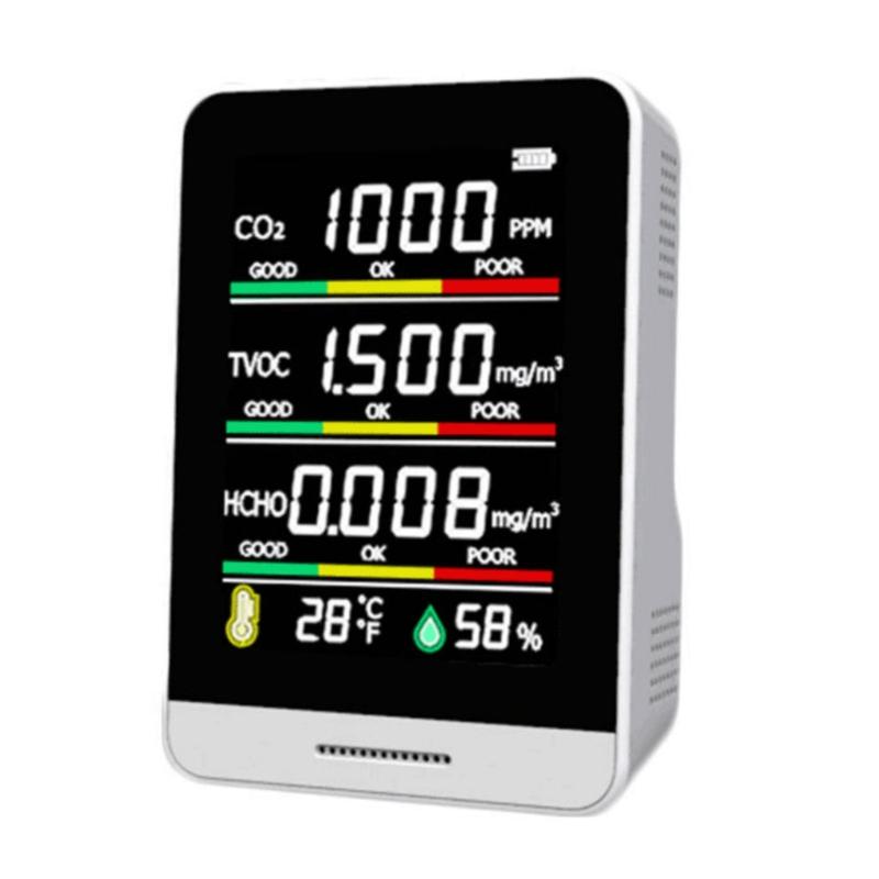 CO2 Formaldehyde Meter Temperature and Relative Humidity Carbon Dioxide Detector Air Quality Monitor NDIR Channel Sensor